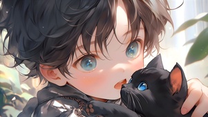 4K可爱黑猫男孩