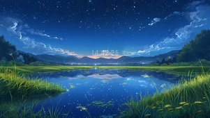 夜晚星空湖泊