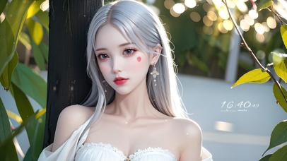 纯欲小清新银发美女