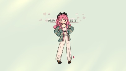 富有可爱女孩青春洋溢手绘插画