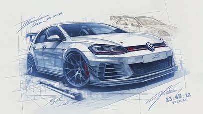 手绘大众高尔夫