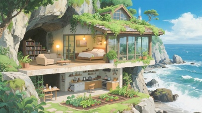 海边山洞菜园小屋