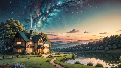 4K唯美治愈星空下森林木屋