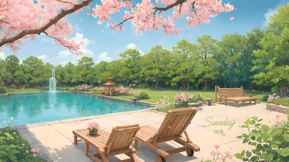 唯美清新桃花庭院