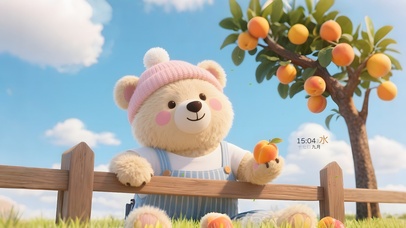 摘桃子的小熊