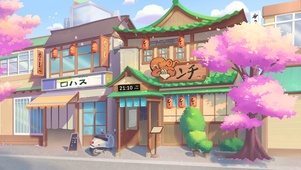 4K唯美动漫日式街道小店