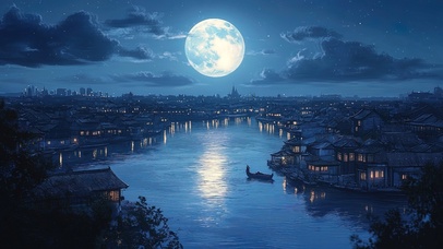 蓝调古镇月圆之夜