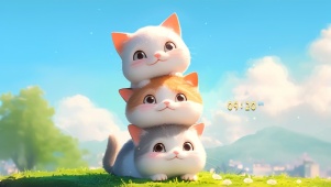 可爱3小只猫咪