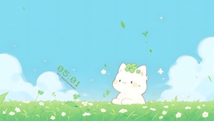 蓝天下的小白猫