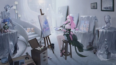 4K画室中的美少女