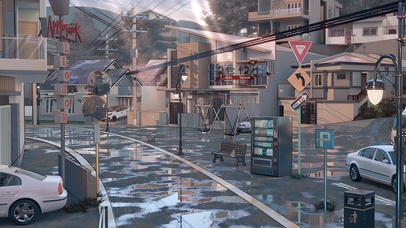 唯美治愈雨后日系城市街道