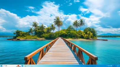 唯美夏日栈桥小岛