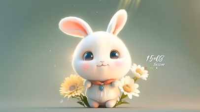 4k可爱鲜花小兔