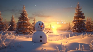 唯美冬季雪人