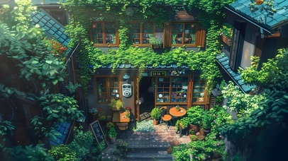 4K 阳光鸟鸣 幽静 绿意庭院