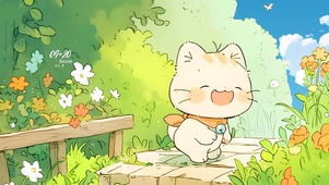 花丛阳光猫咪