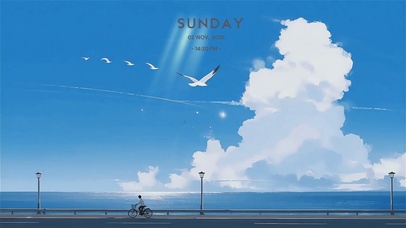 蓝海晴空下的单车漫游