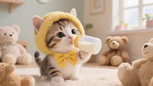 萌宠猫咪喝奶