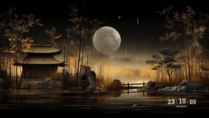 4K竹林夜色风萧萧
