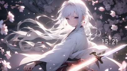 古风白发樱花少女