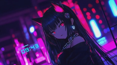 霓虹灯下的少女