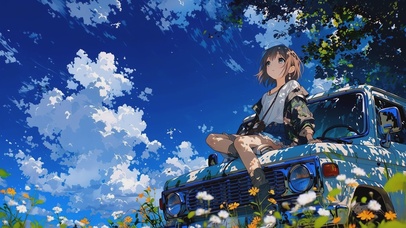 治愈户外汽车女孩