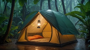 雨中的露营帐篷