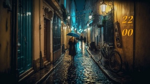 雨夜孤独的小巷