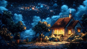 夜晚温馨房屋