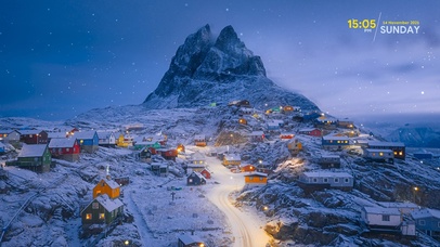 唯美冬日雪域村庄