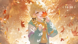 唯美枫叶林少女