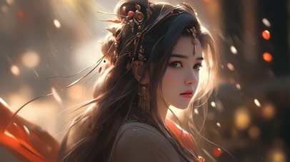 4K 唯美互动古风文艺汉服少女