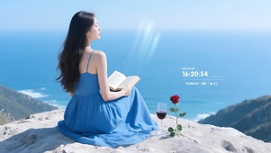 海边美女背影
