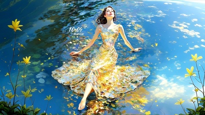 油画感受自然的少女