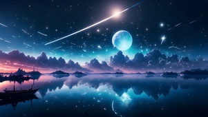 4K高清壁纸湖面风景星空月光