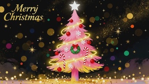 粉色荧光圣诞树