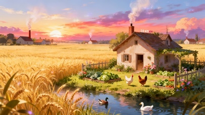 治愈晚霞乡村麦田