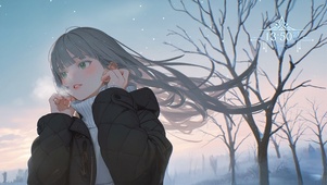 冬日雪景少女