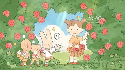 治愈花丛可爱卡通