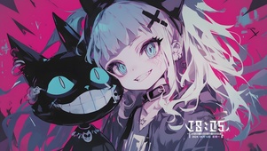 白发少女与黑猫