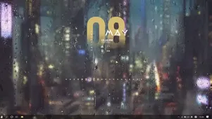 城市雨屏（含时钟、音乐频谱）