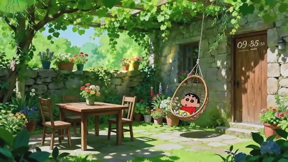 护眼小新荡秋千