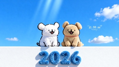 晴朗的蓝天-线条小狗