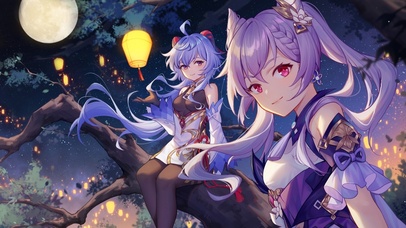 动漫美少女-孔明灯