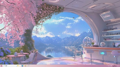 舱外护眼绿景树木主题