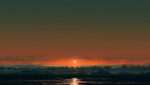 湖水夕阳