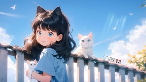 栏杆前的女孩
