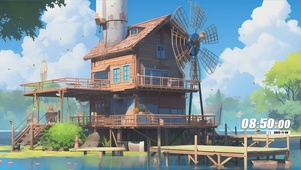 护眼蓝天白云风景