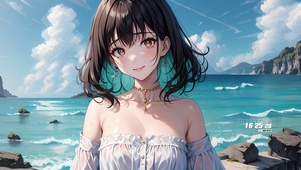 阳光可爱海边少女