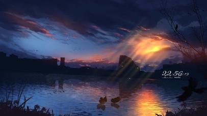 4k 治愈唯美日落夕阳湖面